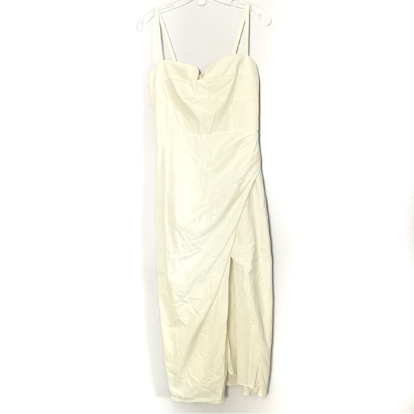 Reformation White Alfred Draped Stretch Midi Dress - 8 - Picture 2 of 7